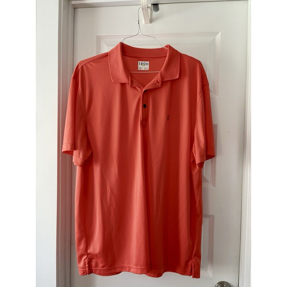 IZOD Golf Polo Shirt Mens 2XL Orange Short Sleeve Performance Casual Top Light